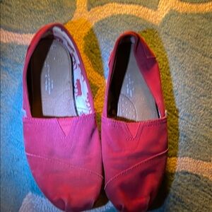 Toms Red Canvas Flats Slip-On